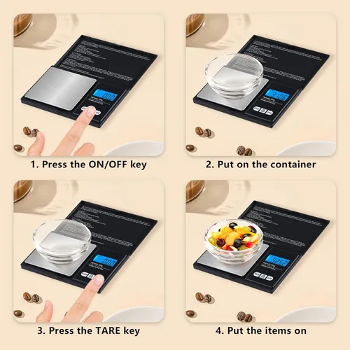 Vista 5 de Báscula de gramo, báscula digital de bolsillo en minicarela, 7.05 oz x 0.00 oz, báscula digital de gramos, báscula de alimentos, báscula de joyería