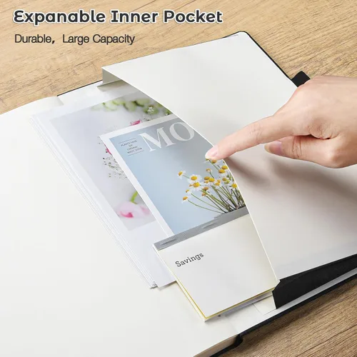 Vista 4 de Cuaderno de papel cuadriculado, cuaderno de tapa dura de 8.5 x 11, cuaderno de cuadrícula para mujeres, hombres, diarios grandes de cuero