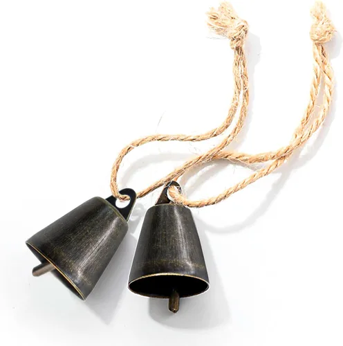 Vista 5 de 9 cascabeles de bronce vintage (1.46 x 1 pulgadas), cascabeles para manualidades, campanas de vaca en cuerda de yute, campanas de Navidad
