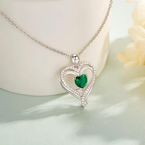 Vista 4 de Joyas para mujer, collares de corazón infinito para mujer, collares de piedra natal para mujer, collar de plata de ley 925 con relleno de oro rosa