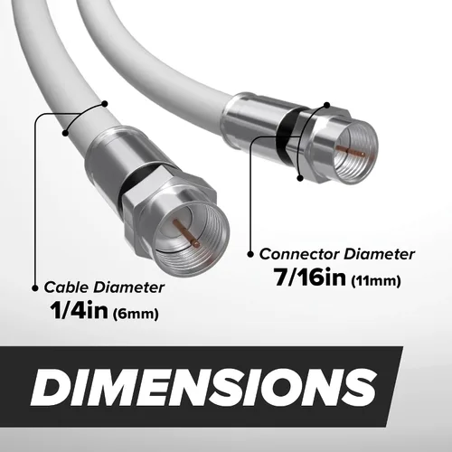 Vista 7 de Cable coaxial THE CIMPLE CO, 1 pie, RG6, Coax, cable de TV, flexible, para interior/exterior, cable para internet de alta velocidad, doble blindaje