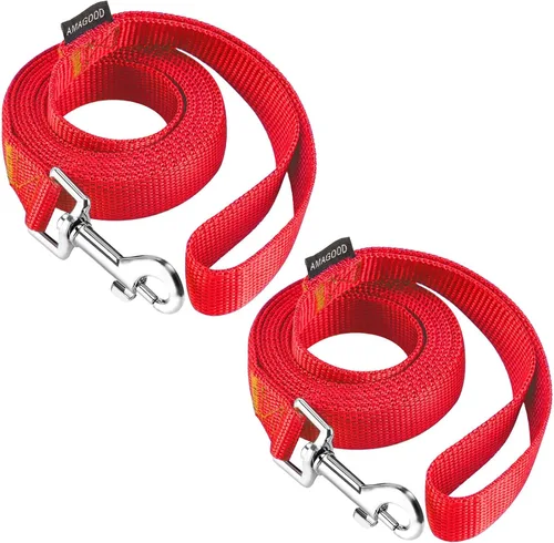 Vista 20 de AMAGOOD 6 pies de correas para cachorros/perros, correa de estilo tradicional resistente con gancho de cuello fácil de usar, correa para perros Negro
