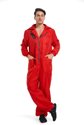 Vista 4 de Halloween Red Money Jumpsuit Cosplay Party Tracksuit Outfits Props Role Play Red Classic Costume from TV Series