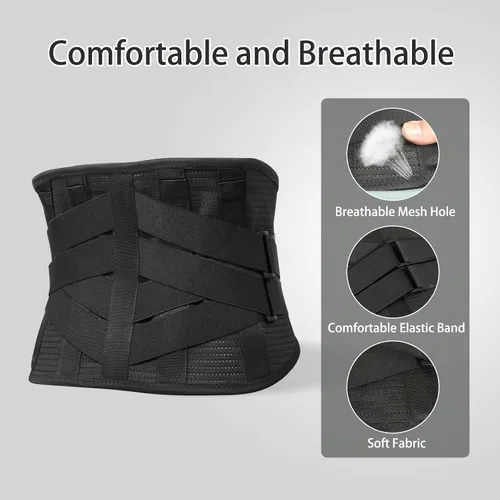 Vista 4 de Soporte calefactable para la espalda baja, para hombres y mujeres, cinturón de soporte superior para alivio de ciática, hernia de disco