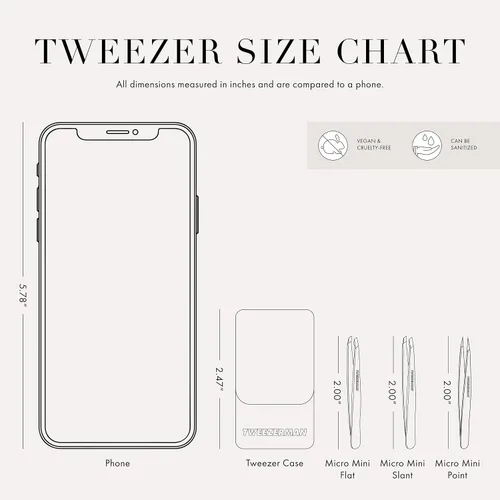 Vista 2 de Tweezerman Hollygraphic Micro - Juego de pinzas para cejas para mujeres y hombres
