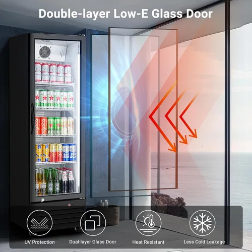 Vista 6 de BODEGA BODEGACOOLER - Refrigerador comercial de bebidas de 9 pies cúbicos con puerta de cristal, refrigeradores de bebidas para exhibición