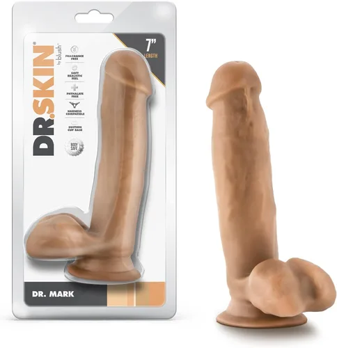 Vista 9 de Blush Dr. Skin Dr. Mark - Consolador realista de 7 pulgadas con testículos, 1.5 pulgadas de grosor, pene suave con sensación de piel real, ventosa
