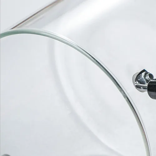 Vista 6 de Cacerola de vidrio con tapa, resistente al calor, olla de cocina de vidrio de borosilicato de madera con doble asa, cristalería transparente