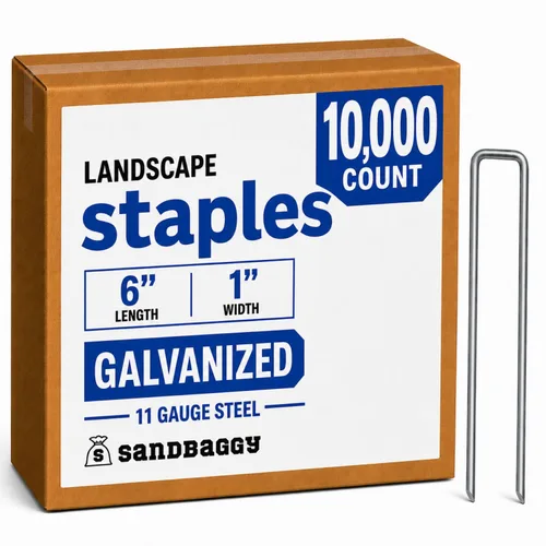 Vista 12 de Sandbaggy 100 grapas de paisaje de 6 pulgadas libres de óxido (acero calibre 11) - Pin de estacas de jardín galvanizado SOD ~ Confiado por