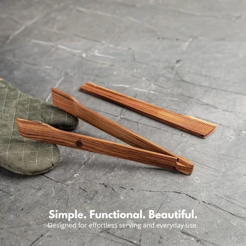 Vista 7 de Pinzas para ensalada de primavera súper delgadas: servidor de mano de ensalada de madera de teca de 0.1 x 0.1 x 12 pulgadas de utensilios de cocina