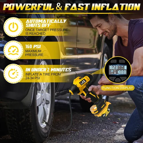 Vista 3 de Inflador de neumáticos, compresor de aire portátil para DeWalt 20v Max Battery Power, bomba de aire eléctrica portátil inalámbrica de 160 PSI