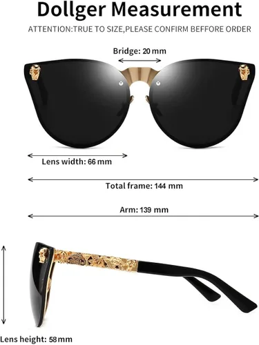 Vista 3 de Dollger Lentes de sol con diseño de calavera, y aros con forma de ojo de gato, protección UV400