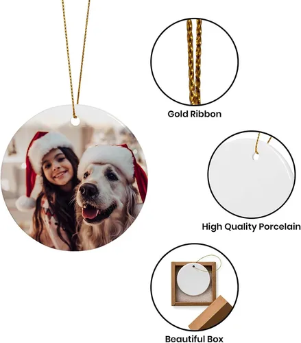 Vista 3 de Adornos de Navidad personalizados de cerámica, nuestro primer árbol de Navidad colgante 2023, decoración de regalo para Navidad, impresión