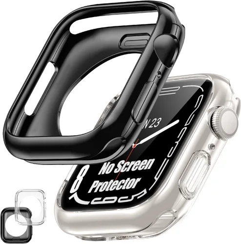 Vista 18 de [Paquete de 2] Funda protectora para Apple Watch SE3/SE2/SE/Series 6/5/4 de Negro+Negro