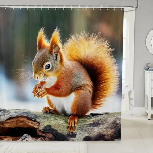 Vista 7 de Erosebridal Cortina de ducha con diseño de zorro, bonito diseño de animales del bosque, para niños y niñas, con dibujos animados, con cabeza