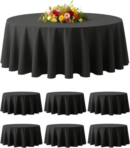 Vista 15 de BESTVIP Manteles redondos de poliéster de 60 pulgadas Se adapta a mesas de 20 a 48 pulgadas Funda decorativa lavable de tela para restaurantes