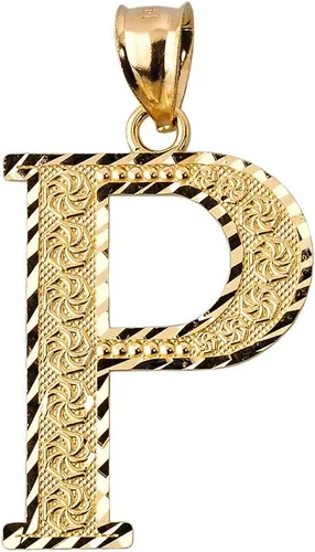 Vista 17 de Colgante personalizado de oro amarillo de 10 quilates con letras iniciales A-Z