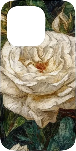 Vista 14 de iPhone 16 Van Gogh Art White Flower White Roses Case