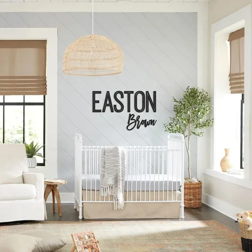 Vista 2 de Letreros de Primer y Segundo Nombre para Guardería Letreros de Nombre de Madera para Cuarto de Niños Letrero de Nombre Personalizado
