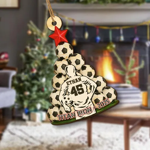Vista 6 de Adornos de Navidad deportivos personalizados, adorno de madera impreso plano en 2D para el árbol de Navidad, decoración de fiesta de Navidad