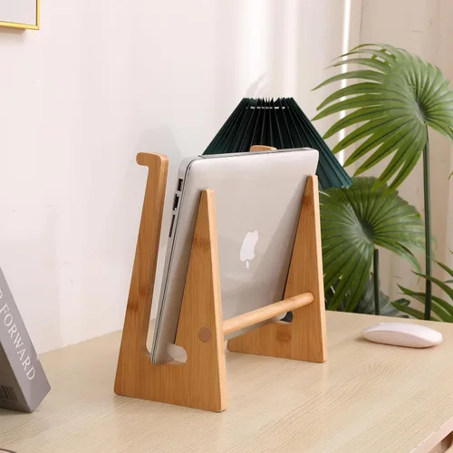 Vista 7 de Soporte de Madera para Laptop Vertical para Laptops de 13-18.6 pulgadas, Soporte de Bambú para Escritorio, Soporte para Laptop Compatible