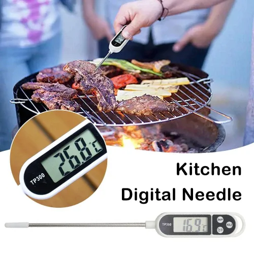 Vista 3 de Termómetro digital de cocina de plata para alimentos, pastel de carne, leche, barbacoa, termómetro para el hogar, sonda, medidor de sonda