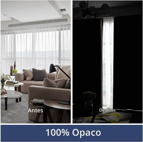 Vista 2 de Cortinas opacas 100% de lino negro para dormitorio, cortinas opacas para sala de estar, cortinas de oscurecimiento de habitación de doble capa