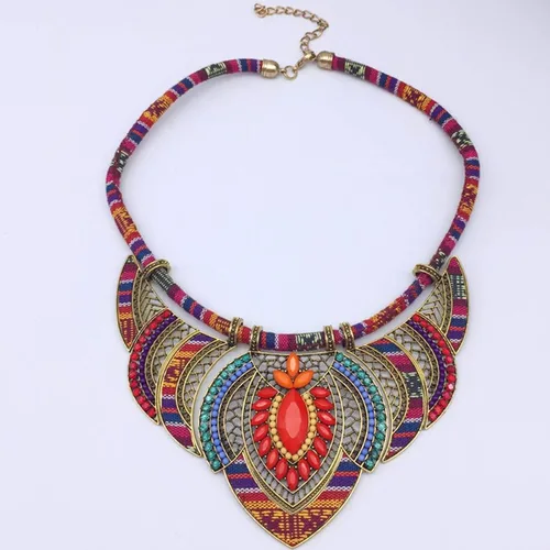 Vista 4 de choice of all Collares gruesos de estilo étnico para mujer, collar étnico bohemio, collar colorido, festival, tribal con cuentas, gargantilla