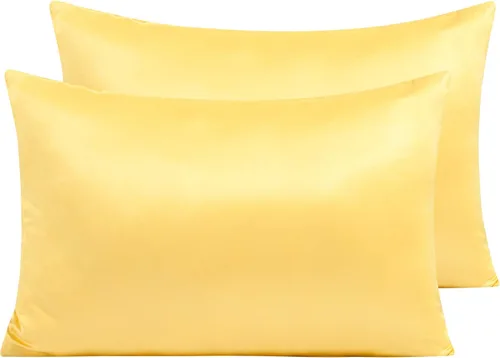 Vista 48 de NTBAY Fundas de almohada de satén con cremallera para cabello y piel, juego de 2 fundas de almohada estándar de lujo con cremallera oculta, 20 x 26