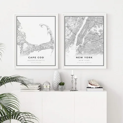 Vista 3 de Cape Cod Map Print, Massachusetts MA USA Map Art Póster, arte de pared moderno, arte de mapa de calle, 24 x 36 pulgadas