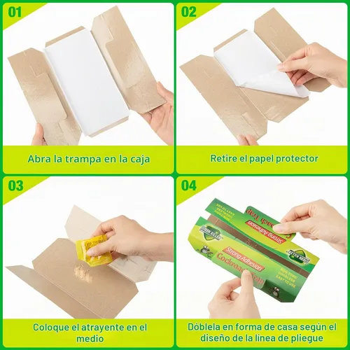 Vista 4 de Qualirey Trampas adhesivas para cucarachas para interiores, con pegamento para cucarachas, infestación de cucarachas, para interiores, hogar