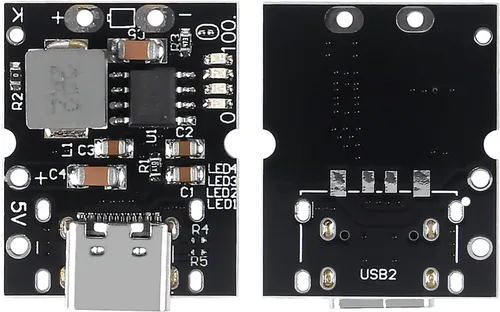 Vista 2 de 12 unidades tipo C USB 5V 2A Step-Up módulo de alimentación convertidor de aumento de batería de litio placa de protección de carga con indicador