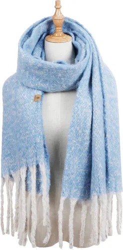 Vista 6 de BASICO MaxiI - Bufanda de invierno para mujer, con borlas, manta, bufanda, envolturas y chales