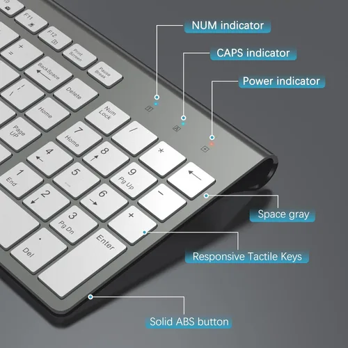 Vista 3 de J JOYACCESS - Teclado y mouse inalámbricos, combo de teclado y mouse inalámbricos delgados y ergonómicos, escritura portátil y cómoda