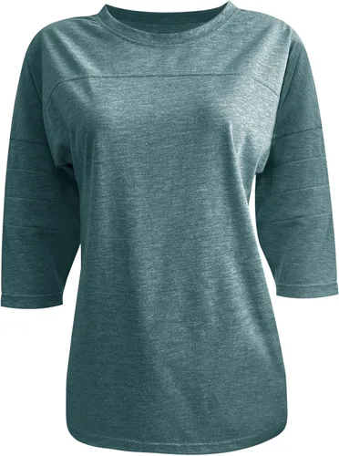 Vista 4 de Dailiup Camisetas casuales de manga 34 para mujer, holgadas, cuello redondo, lindas, blusas básicas