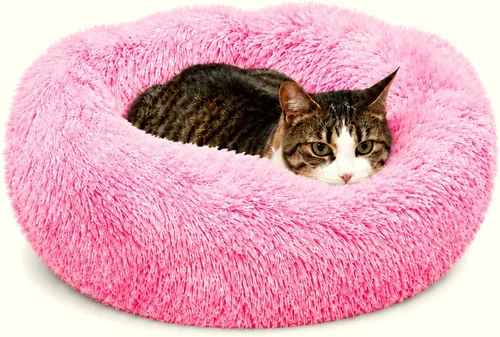 Vista 8 de Whiskers & Friends Cama para Gatos, Camas para Gatos de Interior Lavables, Cama Ortopédica Suave Esponjosa Redonda Calmante para Mascotas