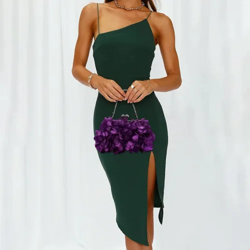 Vista 7 de LAKSMI Bolsos de noche de embrague para mujer, apliques florales, bolso formal Shouder con cadenas desmontables