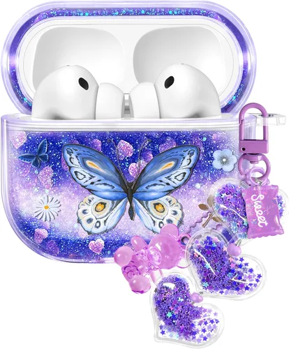Vista 32 de para Airpods de 2ª/1ª Generación - Estuche Quicksand Liquid Kawaii Lindo Mujer Niña Mujeres Chispeante Brillante Bling Resplandor Adorable Elegante
