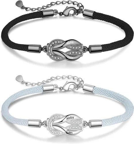 Vista 10 de Pulseras de infinito personalizadas para mujeres, hombres y parejas, pulseras a juego con nombre personalizado para parejas, para novio, novia