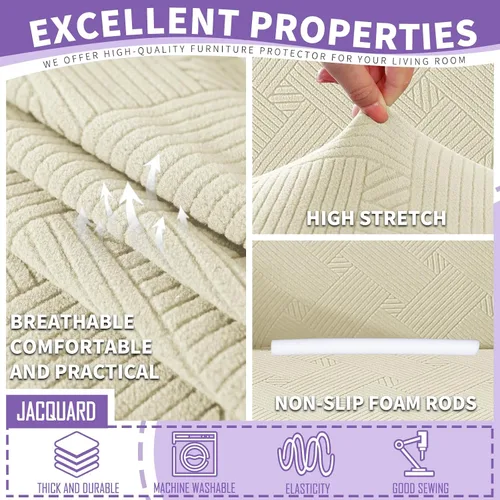 Vista 4 de ZNSAYOTX 2026 Funda de silla a rayas de 2 piezas (79 cm - 117 cm), funda de sillón elástica gruesa con banda elástica antideslizante y lazos