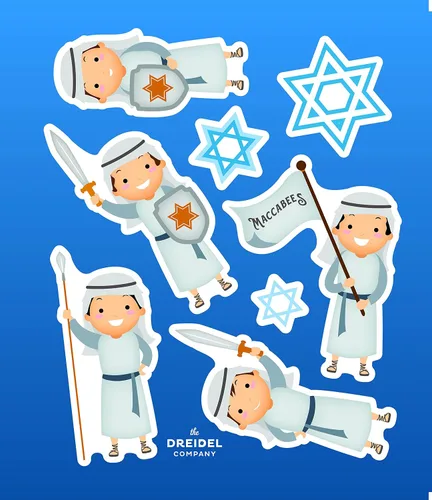 Vista 6 de The Dreidel Company Calcomanías grandes de Hanukkah para ventana, 48 calcomanías de Janucá temáticas de Janucá