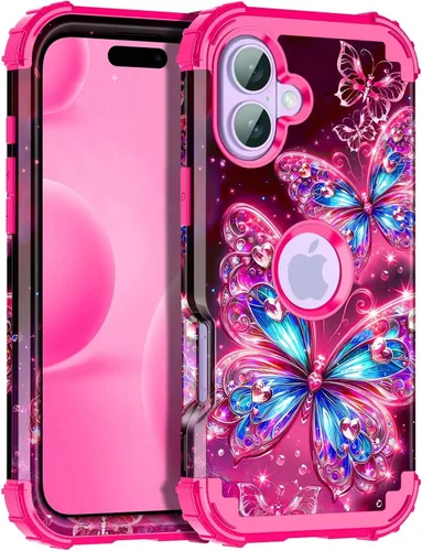 Vista 79 de Miqala Funda compatible con iPhone 8 Plus, iPhone 7 Plus, que brilla en la oscuridad, tres capas, resistente a los golpes, parachoques de plástico