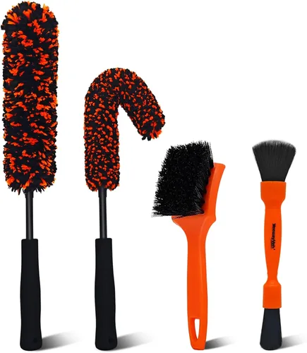 Vista 10 de YeewayVeh Cepillo de limpieza de ruedas de 3 piezas, cepillo limpiador de llantas planas de microfibra con 2 cubiertas extra reemplazables, kit