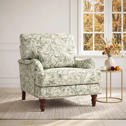 Vista 11 de Mid-Century - Silla decorativa moderna con almohada lumbar, color gris Chenille Gris Claro