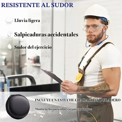 Vista 4 de Auriculares Bluetooth con banda para el cuello, auriculares inalámbricos de trabajo con reducción de ruido con batería de 20 horas, auriculares