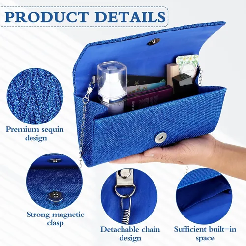 Vista 2 de Giantree Bolso de noche para mujer, bolso de mano plisado con cadena desmontable para baile de graduación, boda, compromiso