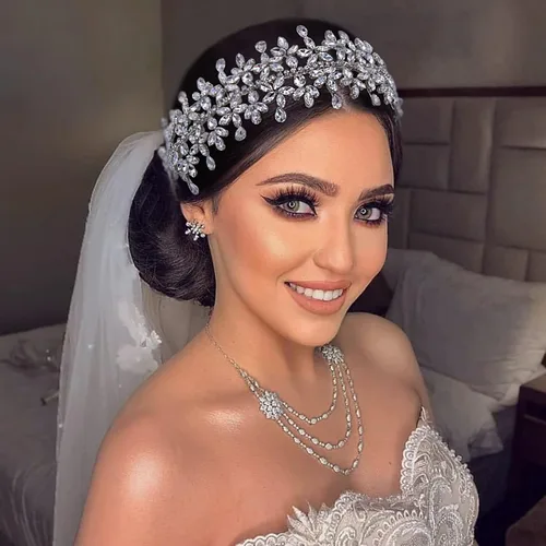 Vista 2 de Diadema de boda con diamantes de imitación, tocado de novia para boda, tiaras de novia, joyería para el cabello, tocados de fiesta para mujeres