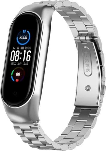Vista 8 de Senter Correa de repuesto de acero inoxidable para reloj inteligente Xiaomi Mi Band 5 y Mi Band 6