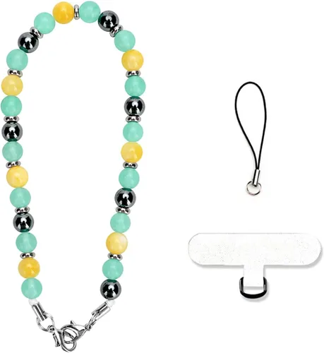 Vista 8 de VICHUNHO Correa de muñeca con cuentas de mármol para teléfono, cordón para celular con pestaña de sujeción, pulsera de muñeca manos libres