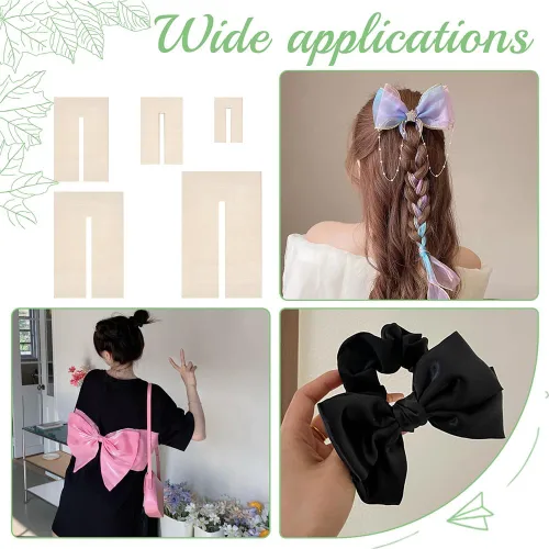 Vista 6 de BENECREAT 5 plantillas para hacer lazos, tableros de madera para coser manualidades, herramienta de costura para hacer cintas, cabello y regalos